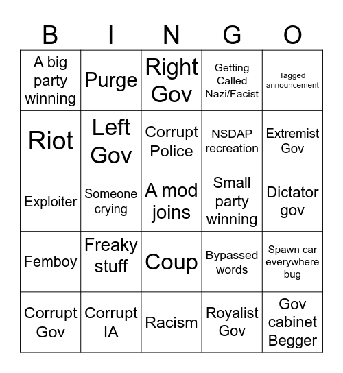 RTP Bingo Card