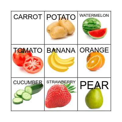 FOOD BINGO Card