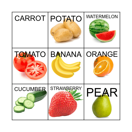FOOD BINGO Card