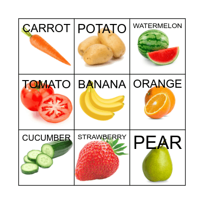 FOOD BINGO Card