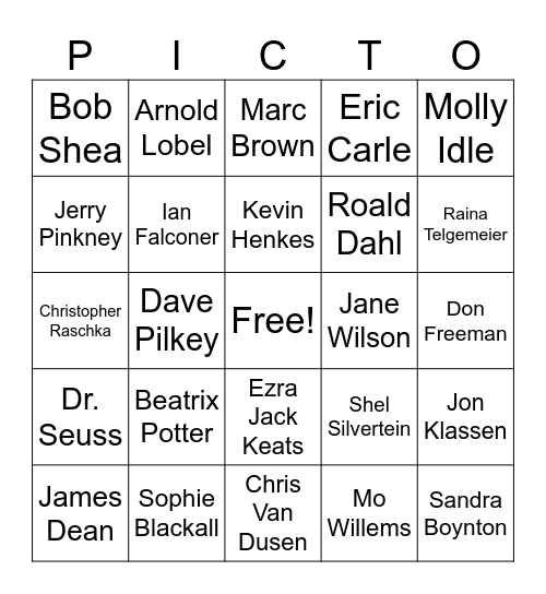 Children's Illustrator Bingo Card