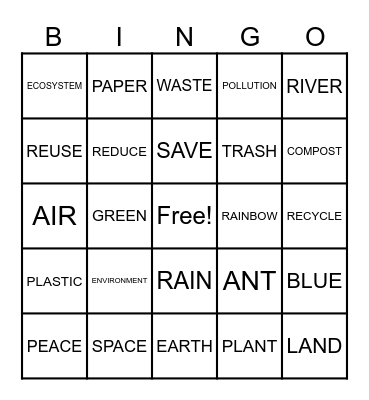 earth day bingo Card