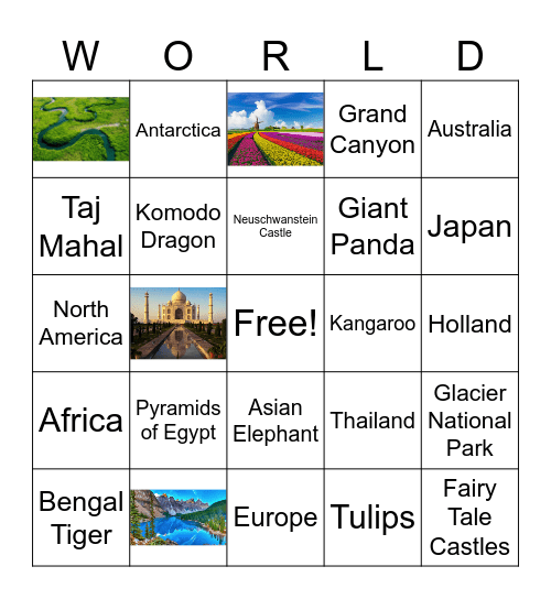 Continent Bingo Card