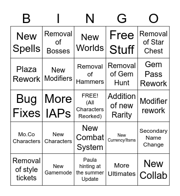 Squad Up! Bingo Card