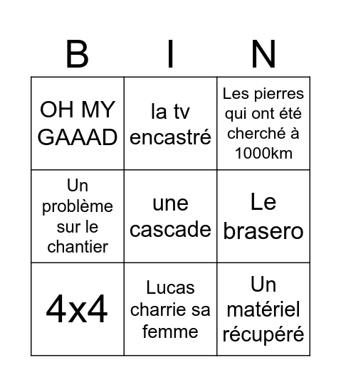 Lucas Lagoon Bingo Card