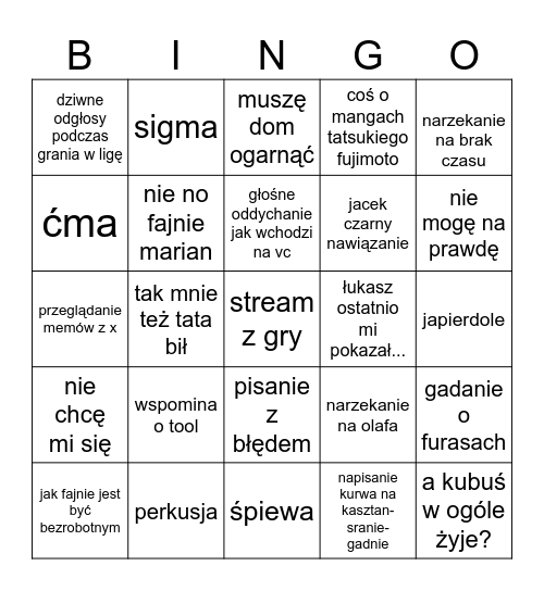 seba bingo Card
