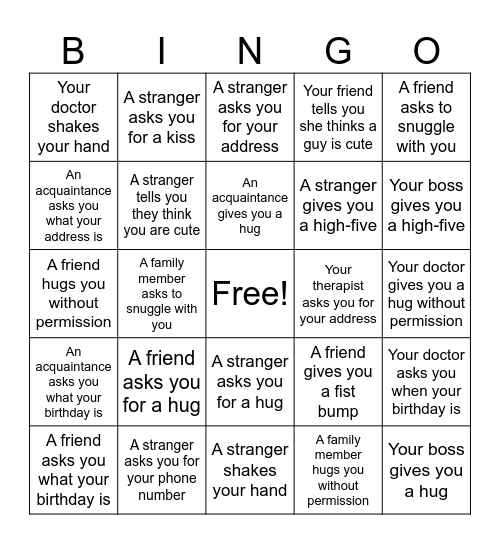 Boundaries Bindo Bingo Card