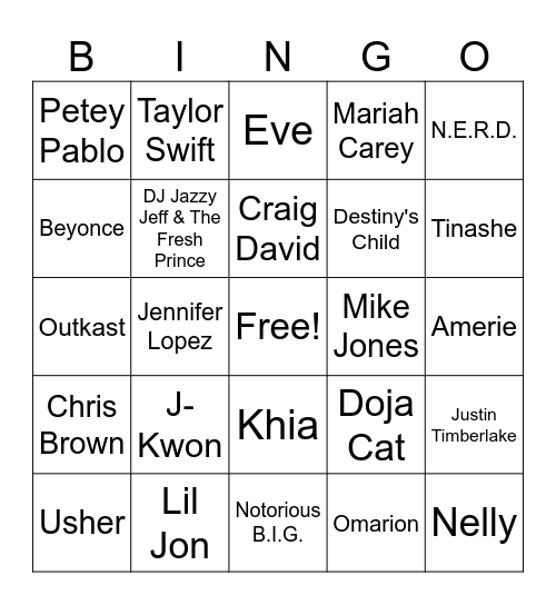 Lift Off Bingo Card