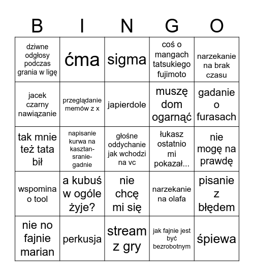 seba bingo Card
