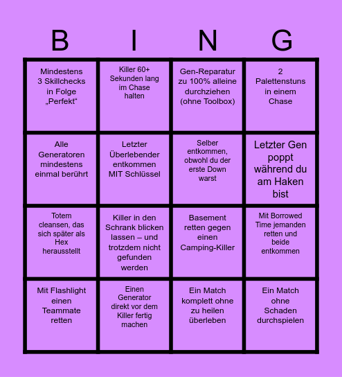 DBD BINGO Card