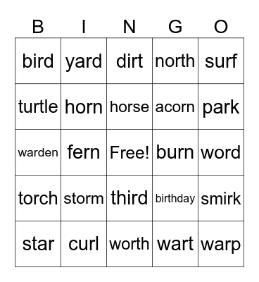 Skill 8 Bingo Card