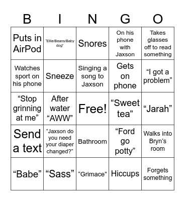 Dadgo Bingo Card