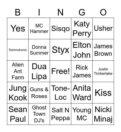 Potpourri Bingo Card