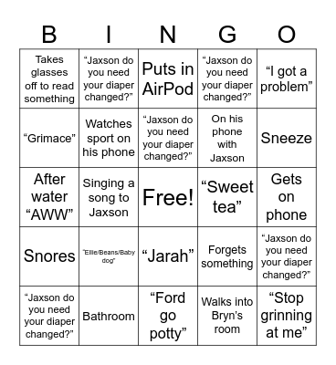 Dadgo Bingo Card