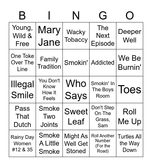 "Touch Grass" Bingo Card