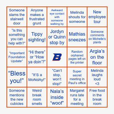 4th Floor Bingo Card