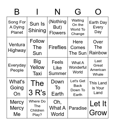 Earth Day Bingo Card