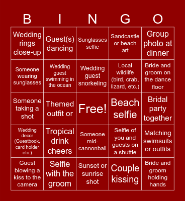 Wedding Bingo Card