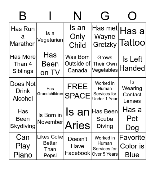 Get to Know You Bingo! Bingo Card