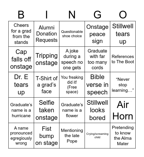 CNSL LOYNO Class of ‘25 Graduation! Bingo Card