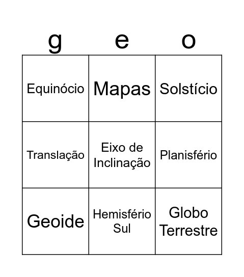 PLANETA TERRA Bingo Card