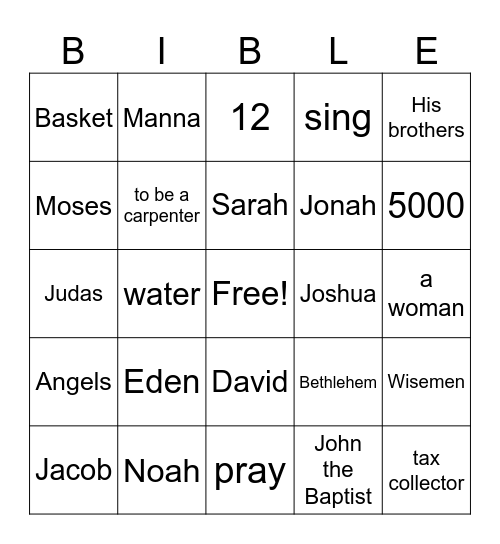 BIBLE Bingo Card
