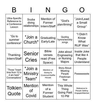 Senior Night Bingo Card