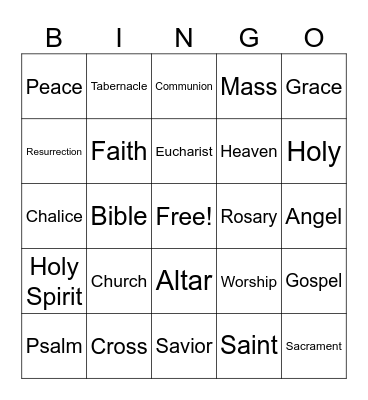 Niah's Holy Communion BINGO Card