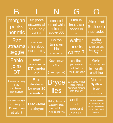 Drunk Time Bingo 2025 Bingo Card