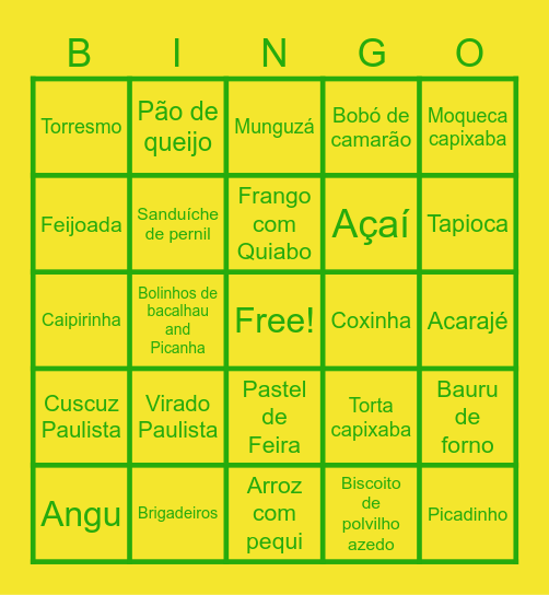 Região Sudeste Bingo Card