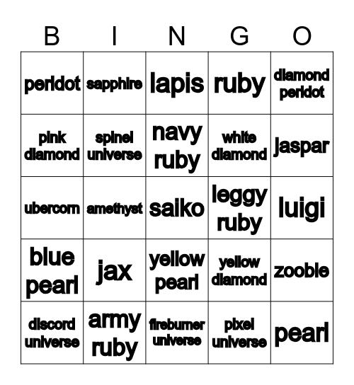 discord universe Bingo Card