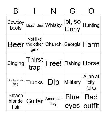 Country TikTok Bingo Card