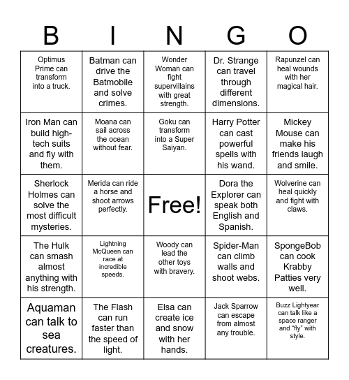 ABILITY BINGO Card