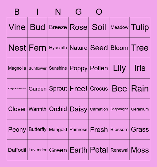 Spring Bing-O! Bingo Card