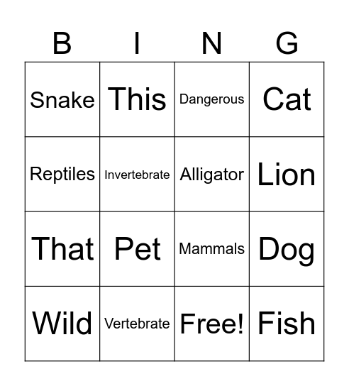 Sight Word Bingo Card