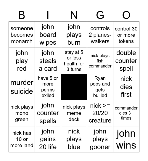 mtg bingo Card