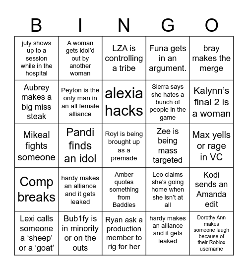 AKFani15 Bingo Board Bingo Card