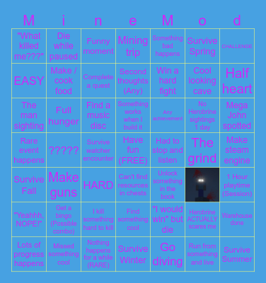 Minecraft horror bingo Card
