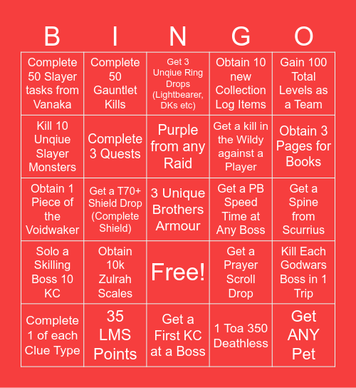Clan Bingo VOX V2 Bingo Card