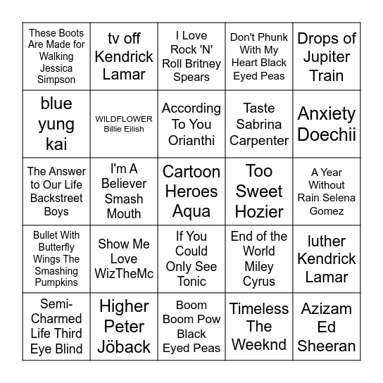 MMM Entertainment - MB 13 Bingo Card