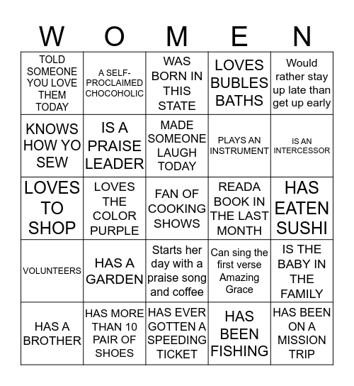 OMNI   PRAISERS Bingo Card