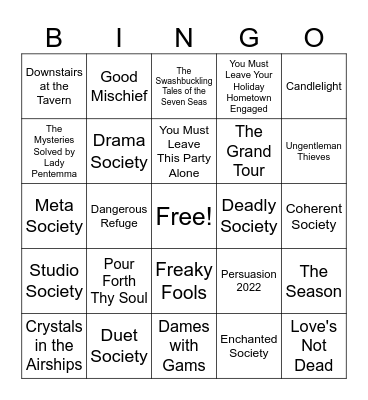Penned to Good Society Bingo Card