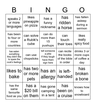 Icebreaker Bingo: Find Someone Who Bingo Card