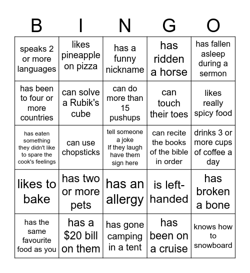 Icebreaker Bingo: Find Someone Who Bingo Card