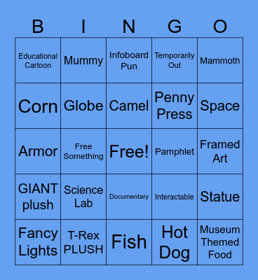 IRL Museum Bingo Card