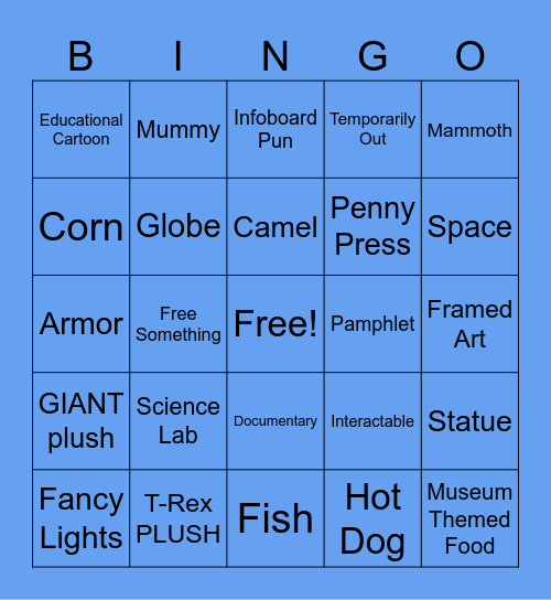 IRL Museum Bingo Card