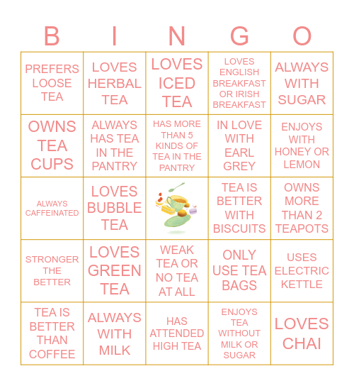 TEA PARTY Bingo Card