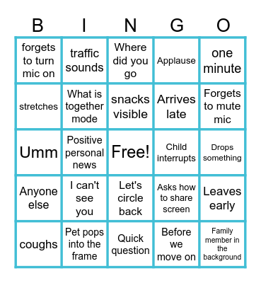 Teams Bingo Card