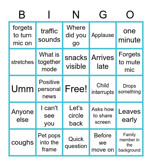 Teams Bingo Card