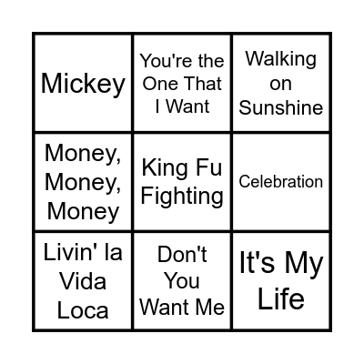 Summit Musical Bingo Card